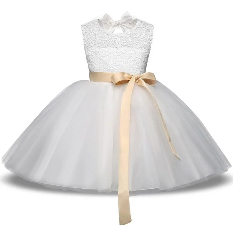 Girls Dress Princess White Lace Flower Girl Dress 4-10 Years Lace Dress Party