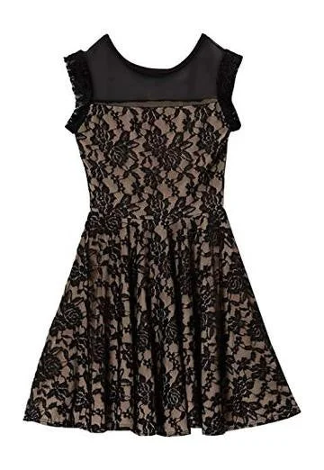 KIDS SLEEVELESS COMFORTABLE LACE SKATER DRESS Lace Dress Shine