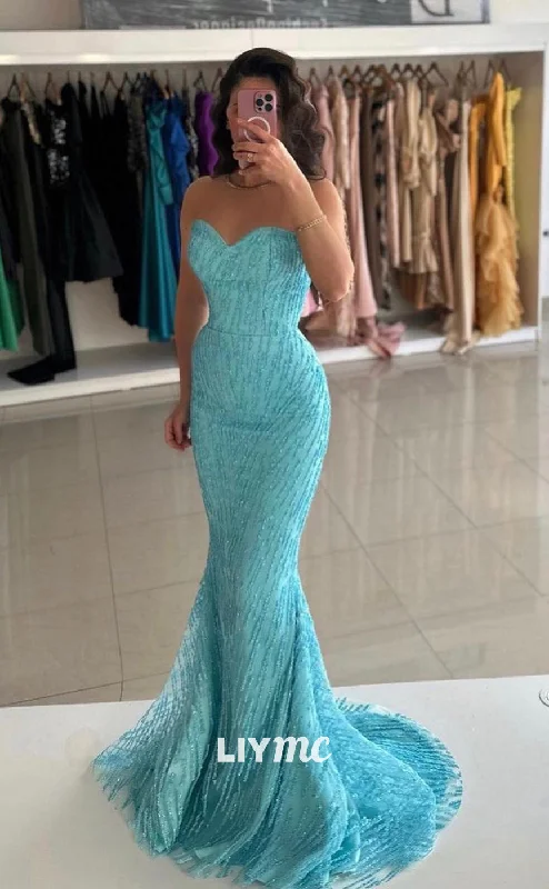 LP1157 - Sweetheart Lace Mermaid Long Formal Prom Dress Lace Dress Casual