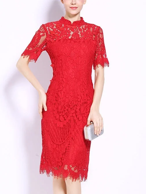 Janis Red Lace Occasion Dress Lace Cocktail Gown