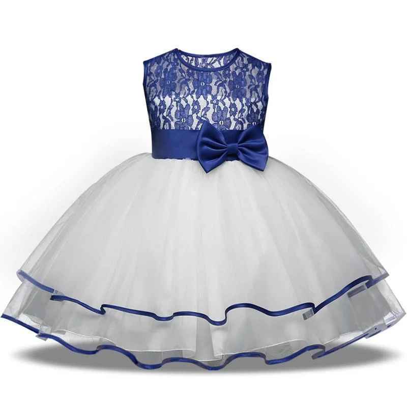 Girls Dress Princess Lace Flower Girl Dress 4-10 Years Red Blue Lace Dress Glamour