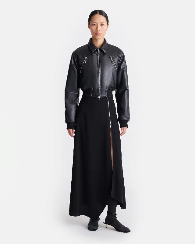 Myrto - Cropped Regenerated Leather Jacket - Black Women's Nike jackets