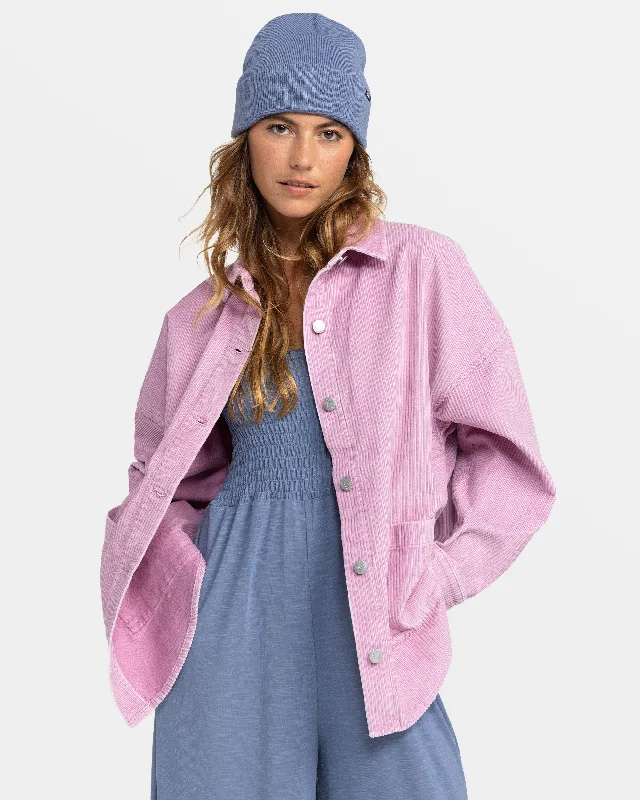 Kick Back Corduroy Shacket - Mauve Orchid Women's breathable jackets