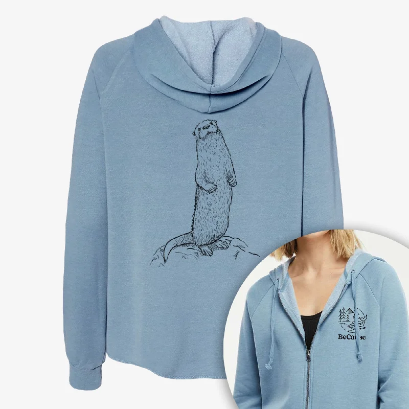 North American River Otter - Lontra canadensis - Women's Cali Wave Zip-Up Sweatshirt All-season Hoodie Sweatshirt