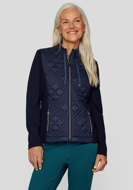 Rabe Quilted Torso Short Jacket, Navy Women's travel jackets