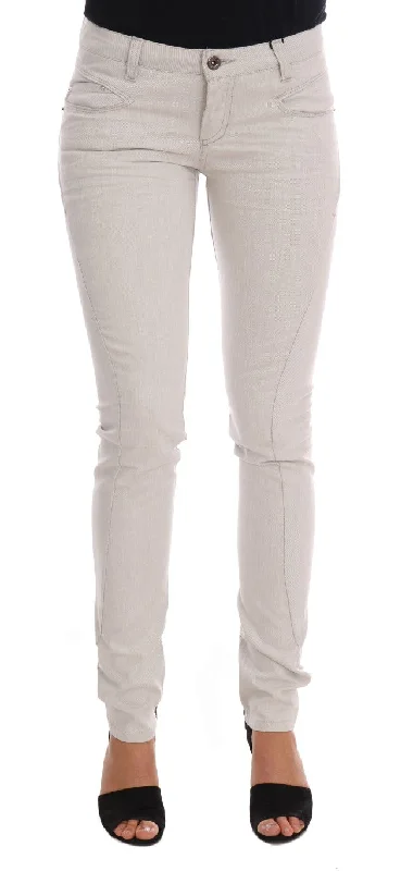 Chic White Slim-fit Stretch Jeans