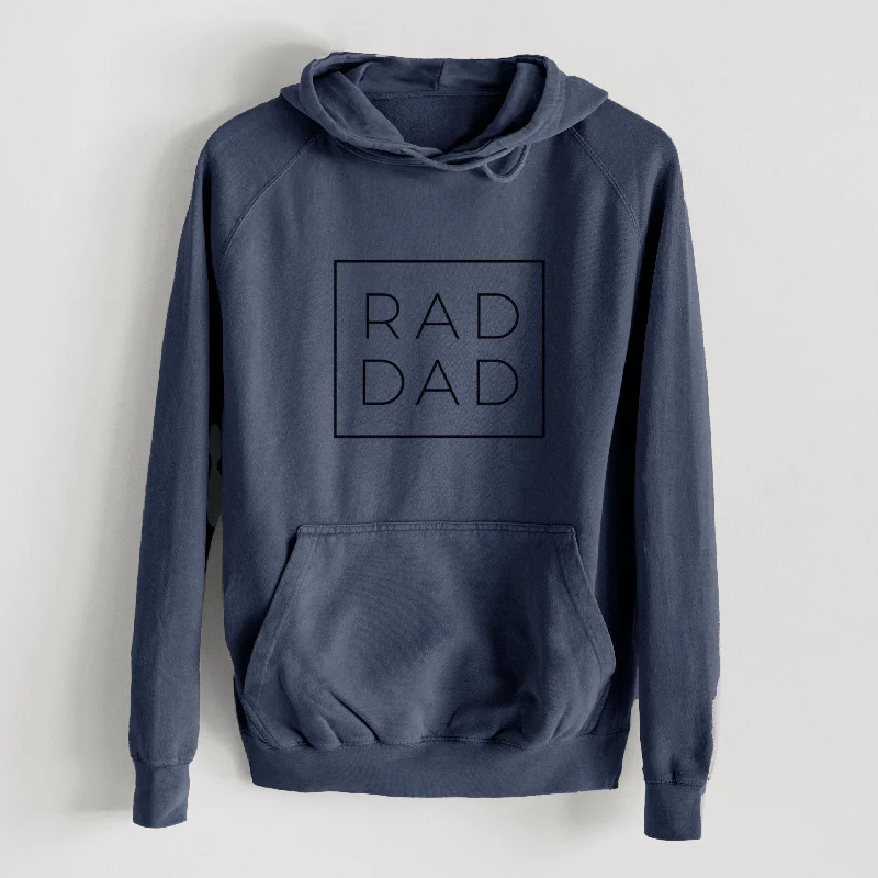 Rad Dad Boxed  - Mid-Weight Unisex Vintage 100% Cotton Hoodie Lightweight Hooded Sweatshirt