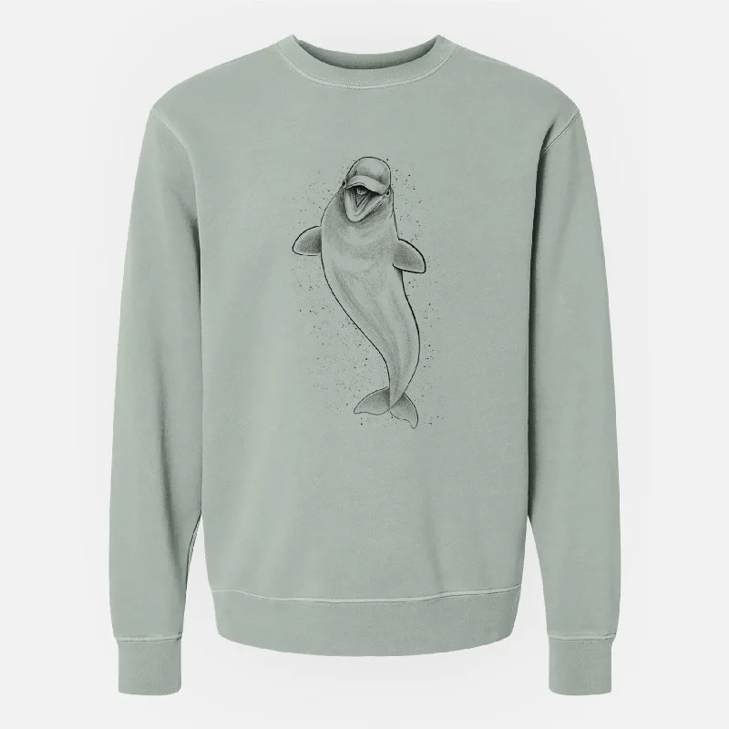 Happy Beluga Whale - Delphinapterus leucas - Unisex Pigment Dyed Crew Sweatshirt Trendy Women’s Hoodies