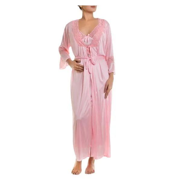 4 Piece Long Nighty Set-Pink Best pajama sets for pregnancy