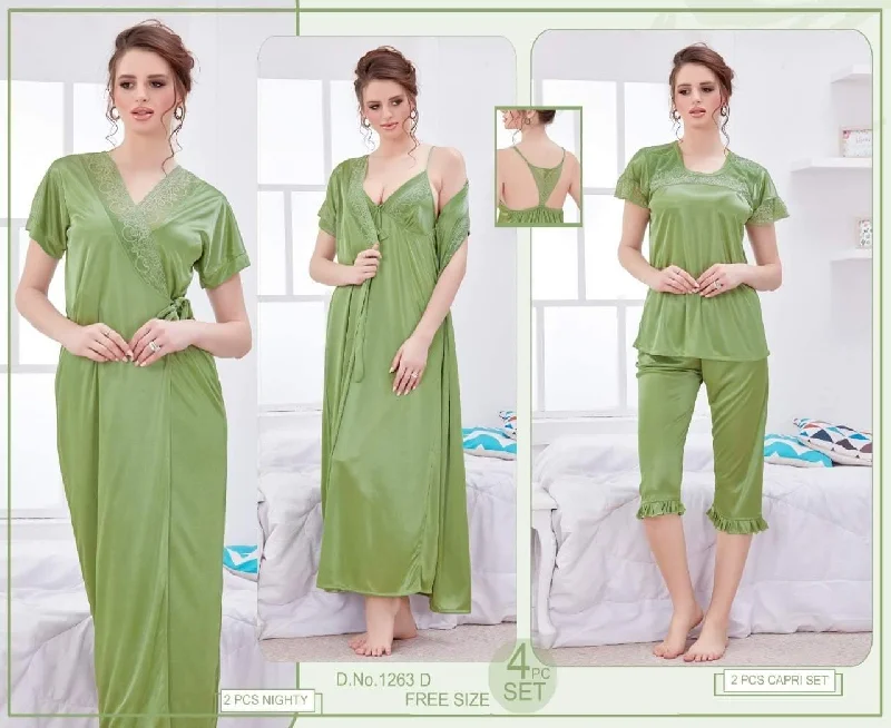 Branded Indian Bridal 4Pc Gown Nighty Set For Women Lightweight pajama sets