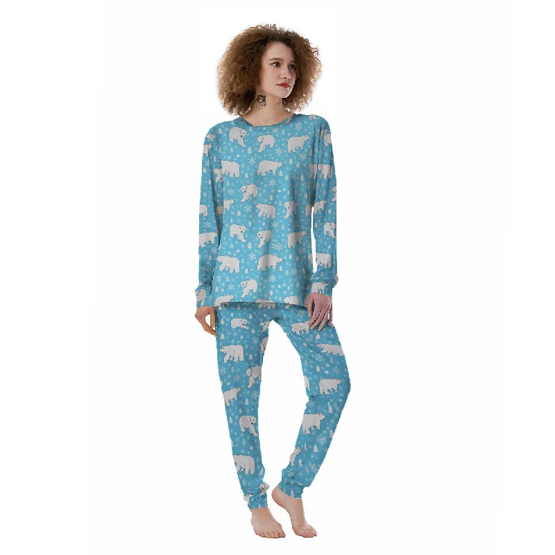 Snowflake And Polar Bear Print Pattern Women's Pajamas Budget-friendly pajama sets