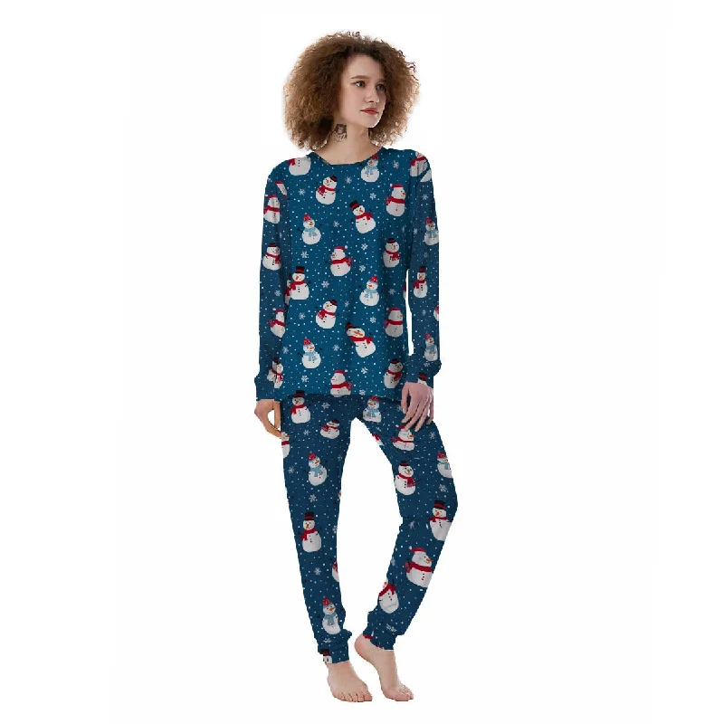 Snowflake And Snowman Print Pattern Women's Pajamas Affordable pajama sets