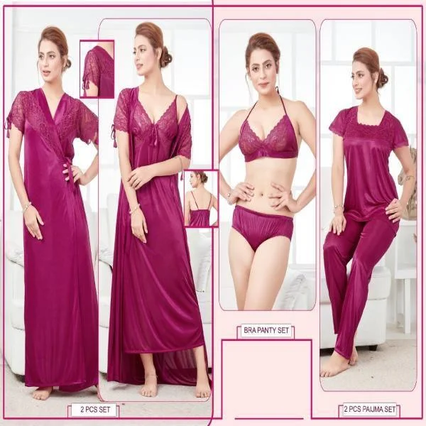 Stylish 6pc Bridal Nighty Set For Women Flannel pajama sets