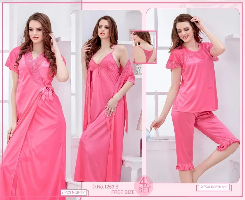 Stylish n Fancy Indian Bridal 4Pc Gown Nighty Set For Women Fall pajama sets