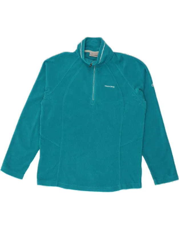 CRAGHOPPERS Womens Zip Neck Fleece Jumper UK 14 Large Turquoise Polyester H&M sweaters