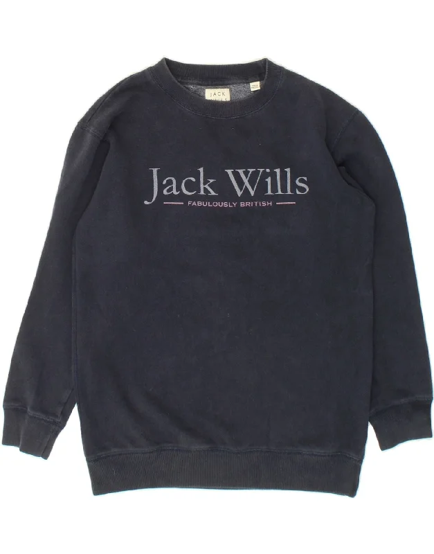 JACK WILLS Womens Oversized Graphic Sweatshirt Jumper UK 8 Small  Blue Patagonia sweaters