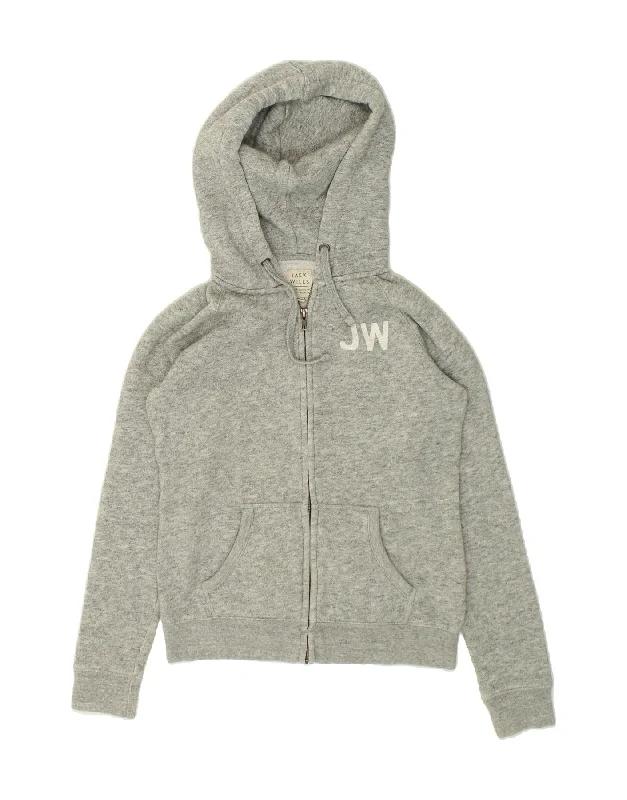 JACK WILLS Womens Oversized Graphic Zip Hoodie Sweater UK 10 Small  Grey Vintage sweaters