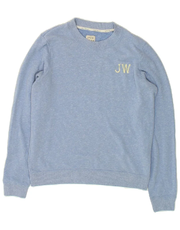 JACK WILLS Womens Sweatshirt Jumper UK 12 Medium Blue Flecked Cotton Mohair sweaters