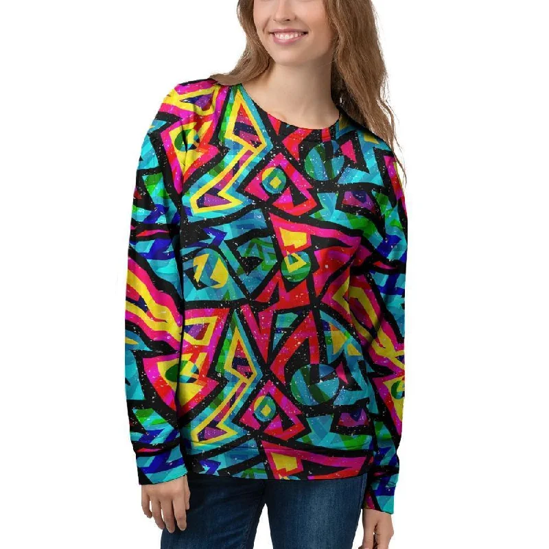 Psychedelic Geometric Print Women's Sweatshirt Thermal sweaters