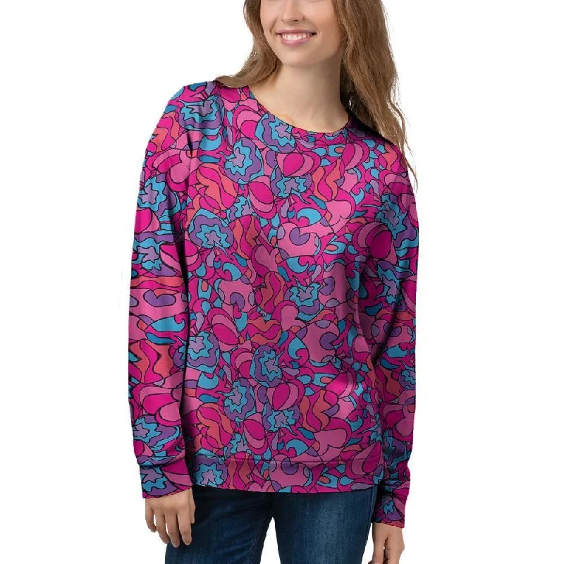 Psychedelic Trippy Hippie Heart Women's Sweatshirt Lightweight sweaters for spring