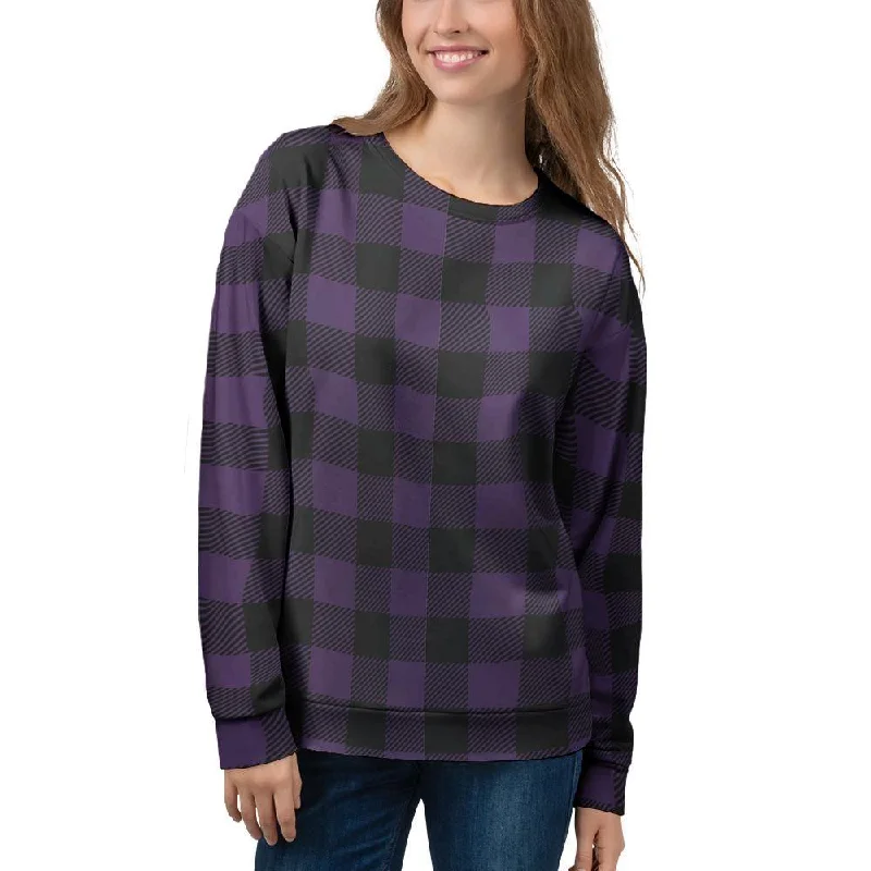 Purple Buffalo Plaid Women's Sweatshirt Discounted sweaters