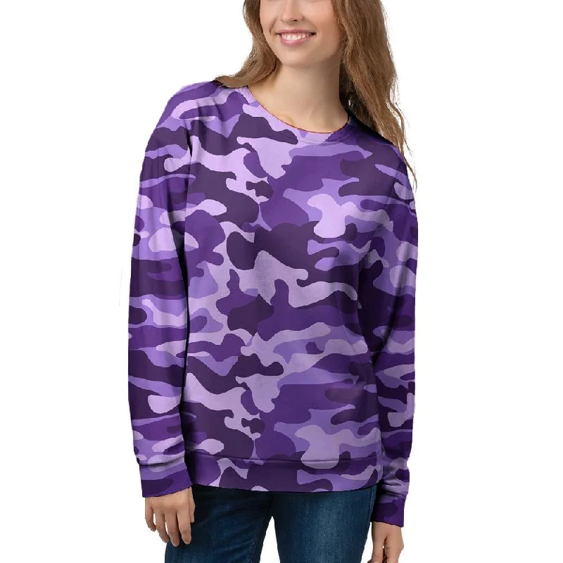 Purple Camo Print Women's Sweatshirt Best value sweaters