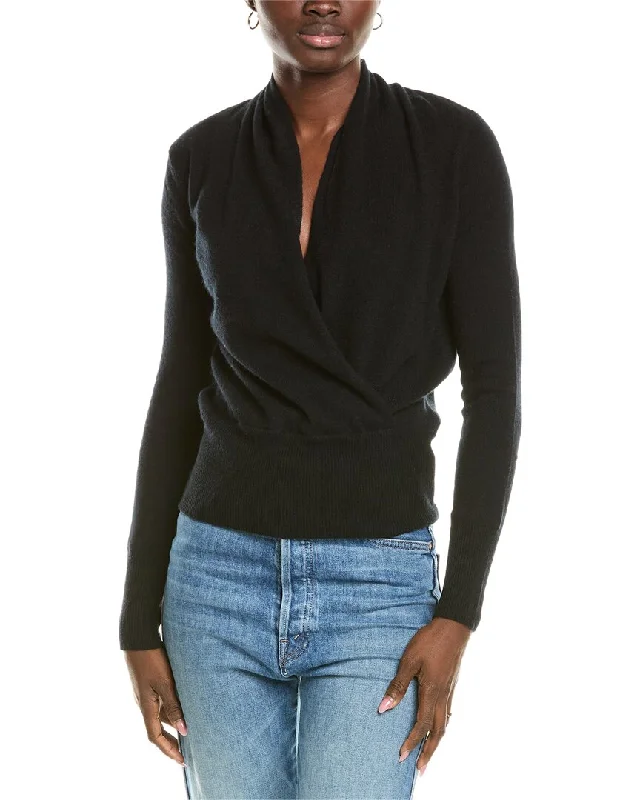 sofiacashmere Modern Faux Wrap Cashmere Sweater Streetwear sweaters