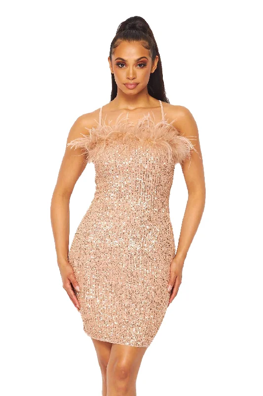 Feather & Sequin Dress Formal mini dresses