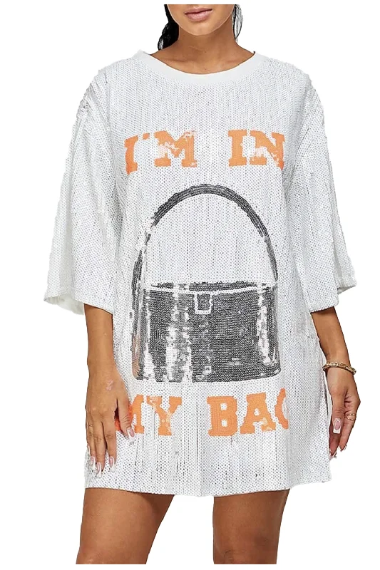 Im In My Bag Oversized Sequin T-shirt Dress Denim mini dresses