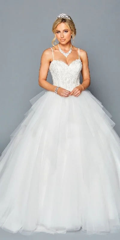 DeKlaire Bridal 446 Sweetheart Neckline A-Line Ball Wedding Dress Floral Wedding Gown