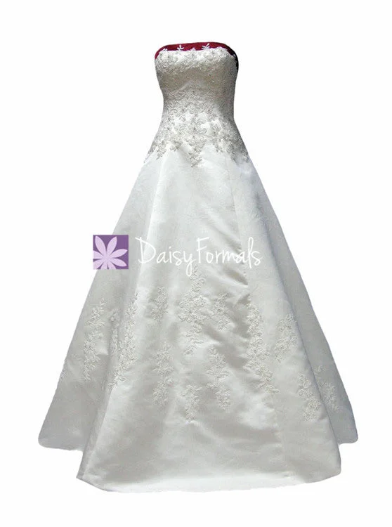 Luxury Embroidery Wedding Dress Long Colorful Wedding Gown W/Chapel train (WD58202) Open Back Dress