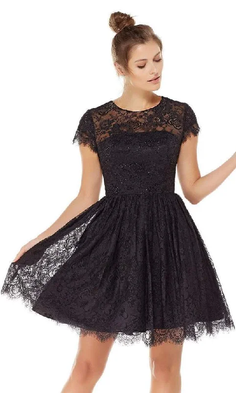 Alyce Paris - 3792 Fit and Flare Lace Overlay Cocktail Dress - 1 pc Black In Size 12 Available Women's trendy party dresses sale