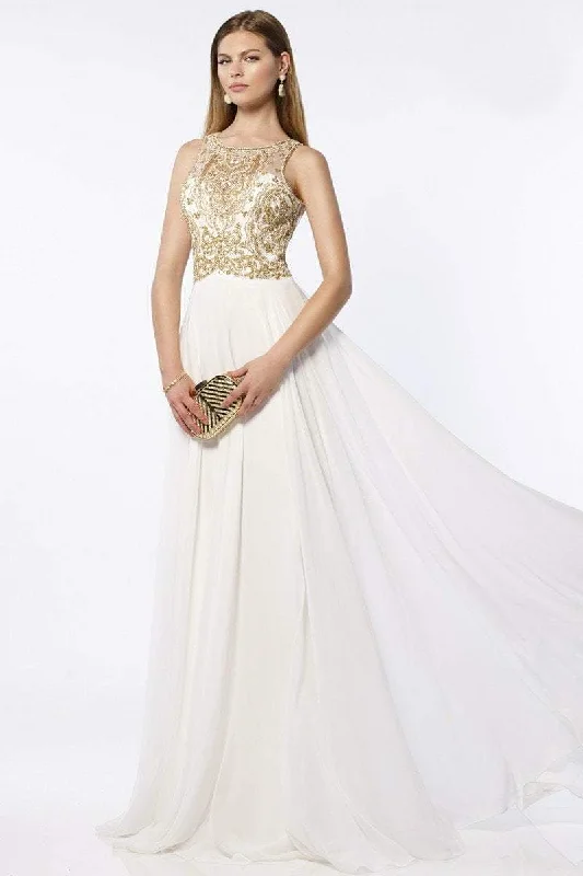 Alyce Paris - Sleeveless Beaded Chiffon A-line Gown 6681 Trendy party dresses under $50