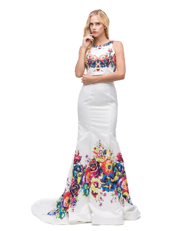 Dancing Queen 9883 Two-Piece Floral Print Mermaid Evening Dress Bodycon party dresses