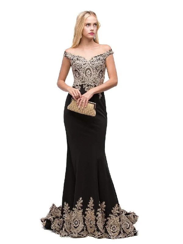 Dancing Queen 9946 Off-Shoulder Embellished Evening Gown - 1 pc Black in Size XL Available Minimalist party dresses