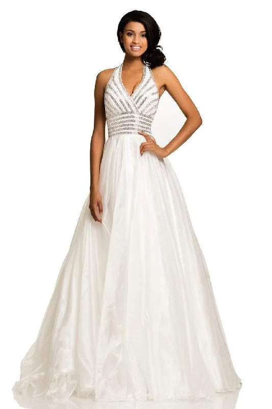 Johnathan Kayne Embellished Halter Evening Gown 8017 - 1 pc White In Size 4 Available Boho party dresses