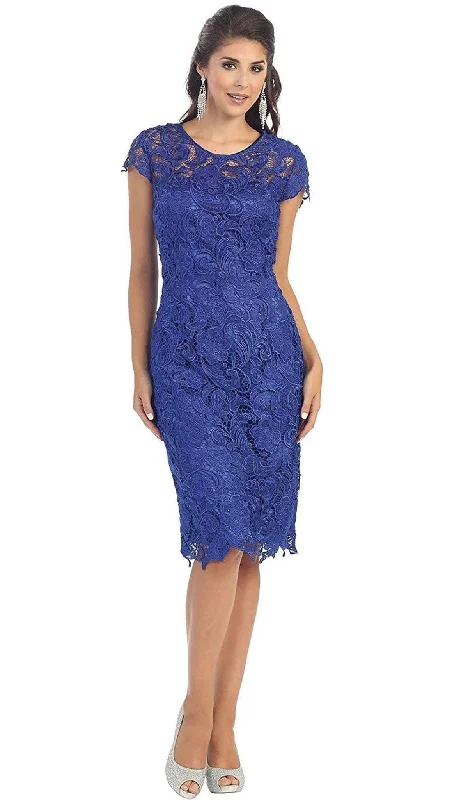 May Queen - Jewel Short Sleeves Scalloped Lace Cocktail Dress Maternity party dresses