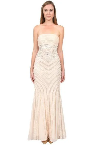 Sue Wong - N0230 Strapless Ruffle Trim Mermaid Gown - 1 pc Champaign In Size 4 Available ASOS party dresses