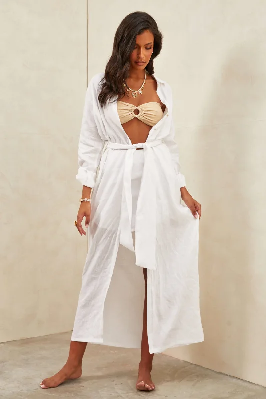 Aura Linen Maxi Dress White Goth maxi dresses