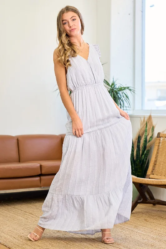 Sleeveless Surplice Tiered Maxi Dress Designer maxi dresses