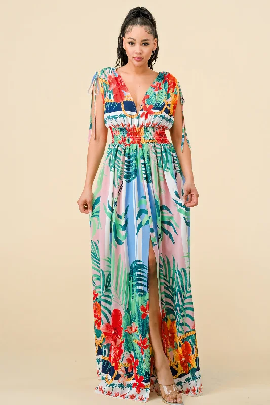 Long Cap Sleeve Tropical Print Maxi Dress Revolve maxi dresses