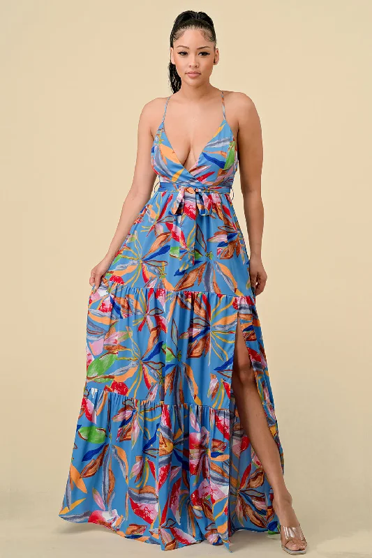 Long Floral Printed Maxi Dress Graduation maxi dresses