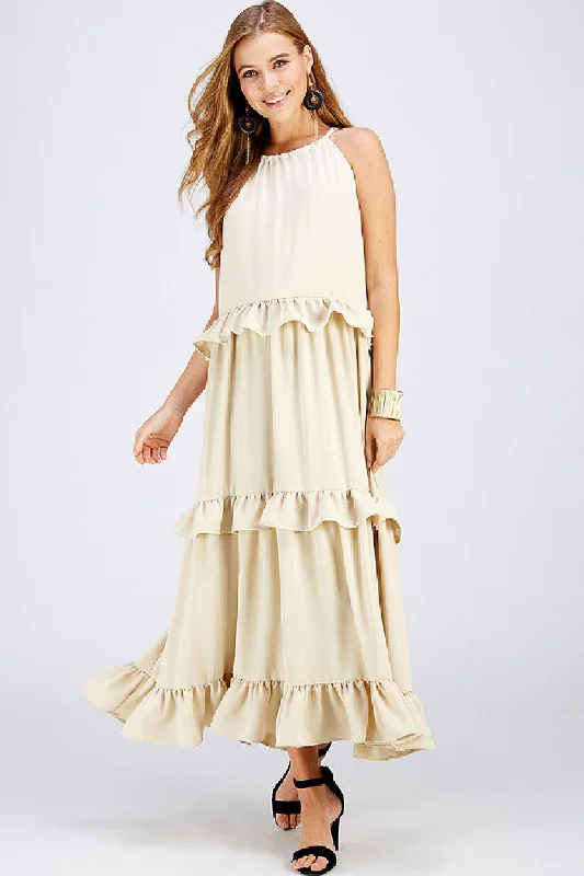 Long Halter Neck Ruffled Maxi Dress Must-have maxi dresses for this season