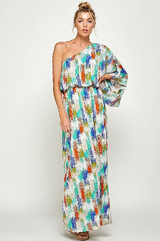 Long One Shoulder Brushed Print Maxi Dress Best maxi dresses for formal events