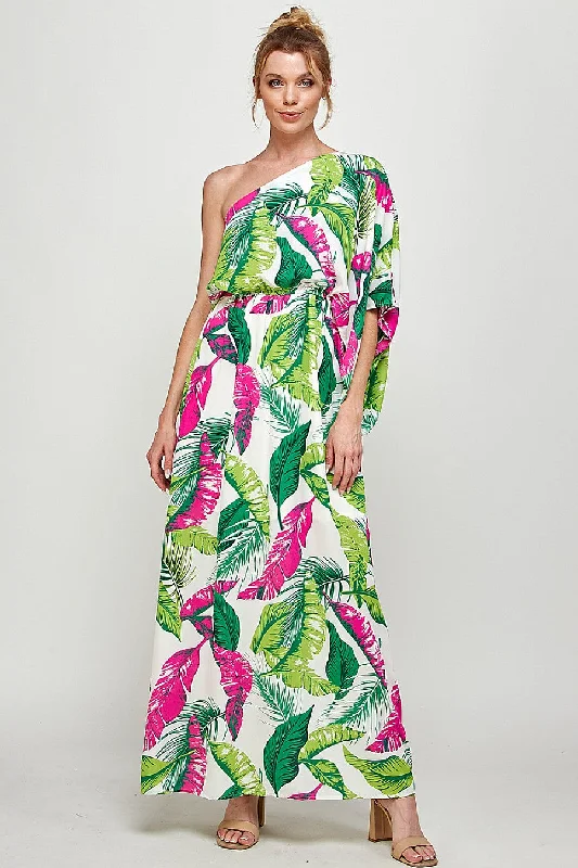 Long One Shoulder Printed Maxi Dress Best value maxi dresses