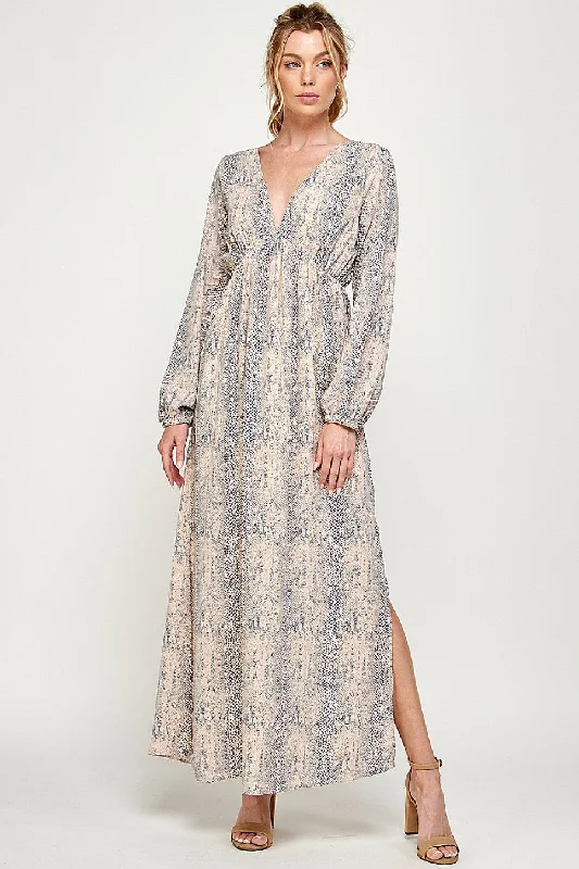 Long Sleeve Animal Print Maxi Dress Best maxi dresses for casual wear