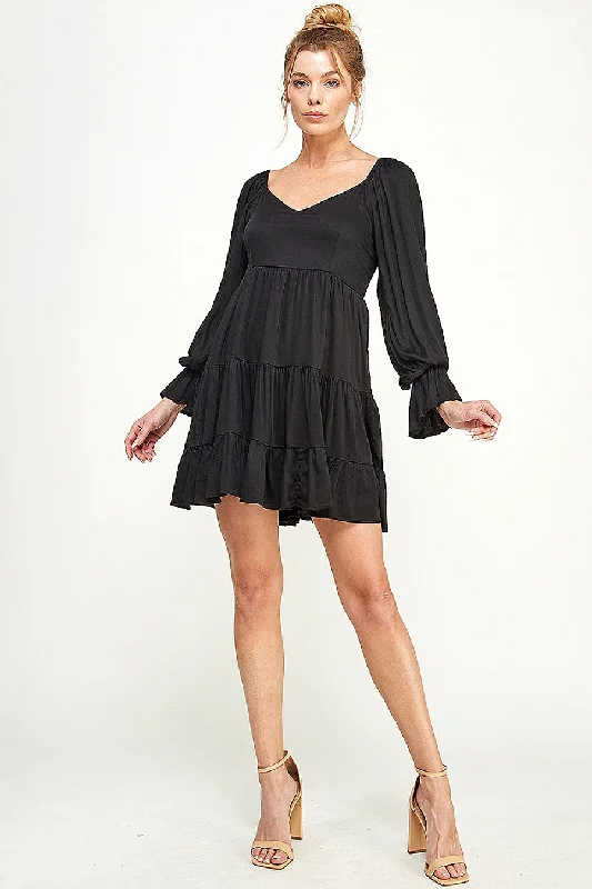 Long Sleeve Tiered Dress Sexy little black maxi dresses