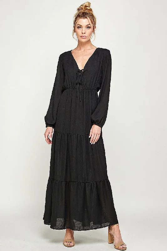 Long Sleeve V Neck Maxi Dress Best maxi dresses for curvy figures