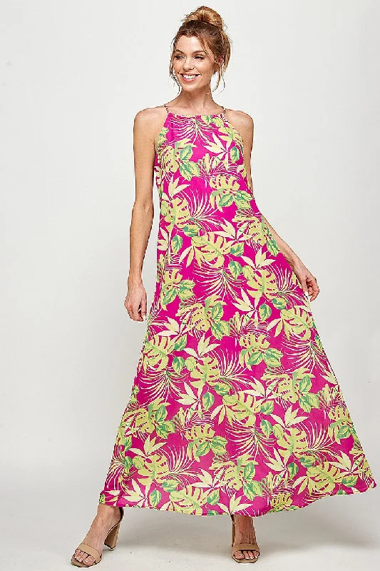 Long Tropical Print Maxi Dress Best maxi dresses for petites