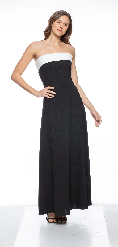 Marina  Long Strapless Crepe Dress Strapless maxi dresses